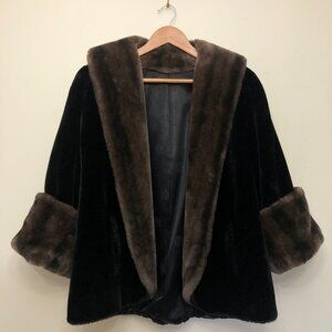 Vintage Princeton's O'llegro Faux Fur Coat, Black and Brown